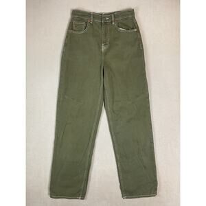 Motel Denim Jeans Womens S Green Straight Wide Leg High Rise Relaxed Fit